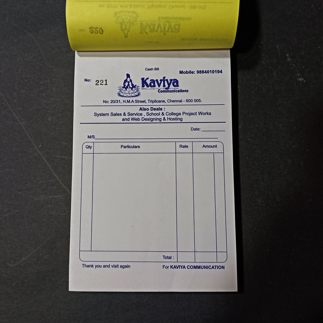 Kaviya Commmunications | Bill Books